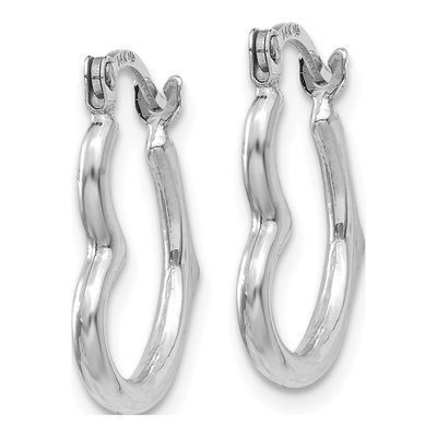 14K White Gold Heart Shaped Hoop Earrings – view 3