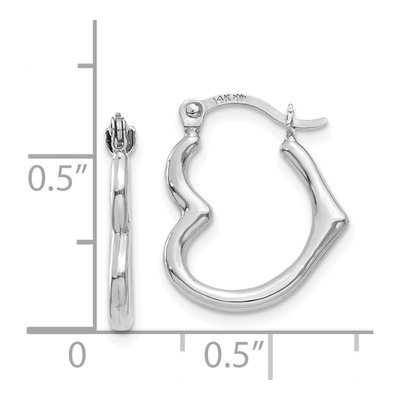 14K White Gold Heart Shaped Hoop Earrings – view 5
