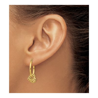 14K Yellow Gold 23mm Moveable Heart Hoop Earrings – view 4