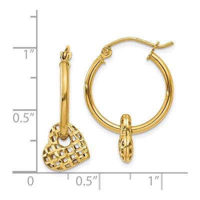 14K Yellow Gold 23mm Moveable Heart Hoop Earrings – view 5
