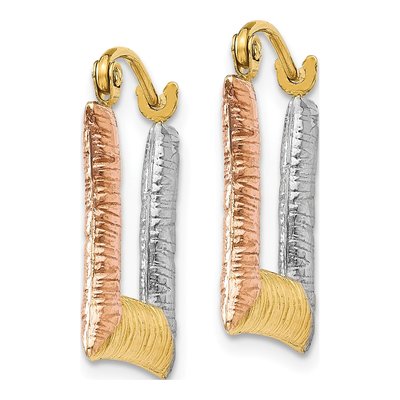 14K Yellow Gold 17mm Textured Hoop Earrings – view 3