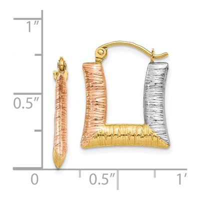 14K Yellow Gold 17mm Textured Hoop Earrings – view 5