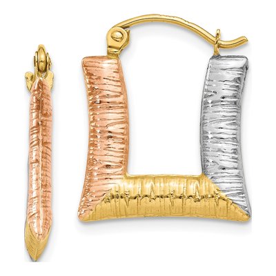14K Yellow Gold 17mm Textured Hoop Earrings