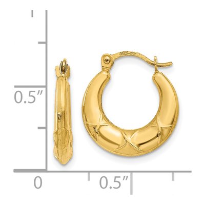 14K Yellow Gold 16mm Hollow Hoop Earrings – view 5