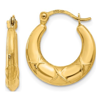14K Yellow Gold 16mm Hollow Hoop Earrings