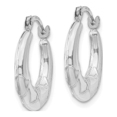 14K White Gold Hollow Earrings – view 2