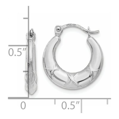 14K White Gold Hollow Earrings – view 3