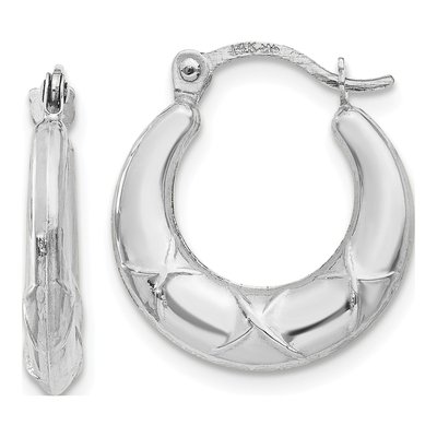 14K White Gold Hollow Earrings
