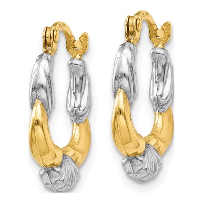 14K Yellow Gold 15mm Scalloped Hoop Earrings – view 2