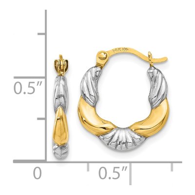 14K Yellow Gold 15mm Scalloped Hoop Earrings – view 4