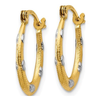 14K Yellow Gold 17mm Textured Hoop Earrings – view 3