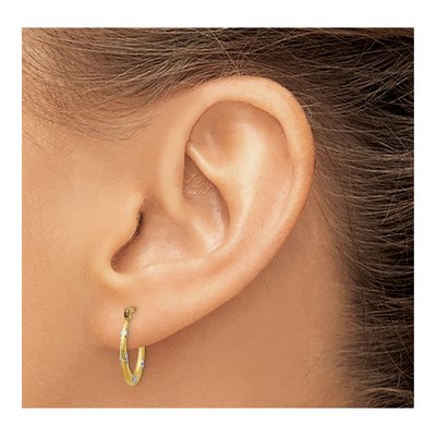 14K Yellow Gold 17mm Textured Hoop Earrings – view 4
