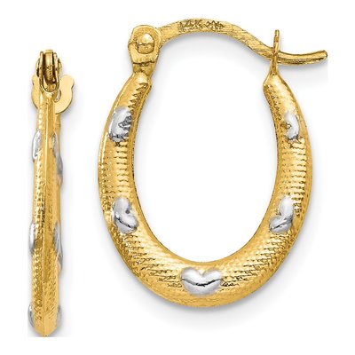 14K Yellow Gold 17mm Textured Hoop Earrings