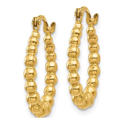 14K Yellow Gold Beaded Hoop Earrings – view 3