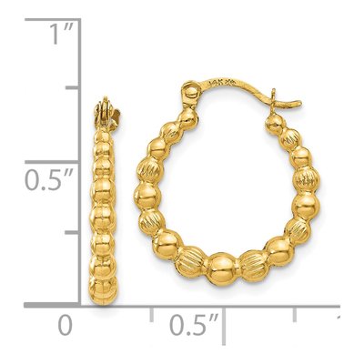 14K Yellow Gold Beaded Hoop Earrings – view 5