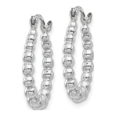 14K White Gold Beaded Earrings – view 2