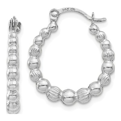 14K White Gold Beaded Earrings