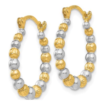 14K Yellow Gold Beaded Hoop Earrings – view 3