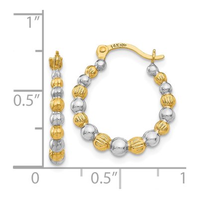 14K Yellow Gold Beaded Hoop Earrings – view 5