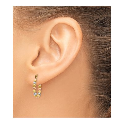 14K Yellow Gold Beaded Hoop Earrings – view 4