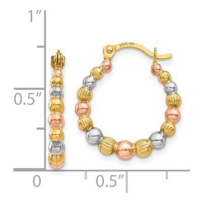 14K Yellow Gold Beaded Hoop Earrings – view 5