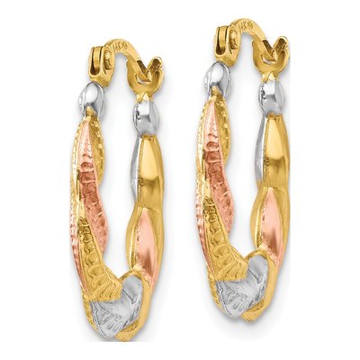 14K Yellow Gold 17mm Scalloped Hoop Earrings – view 3