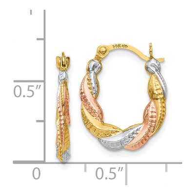14K Yellow Gold 17mm Scalloped Hoop Earrings – view 5