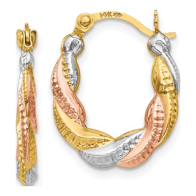 14K Yellow Gold 17mm Scalloped Hoop Earrings