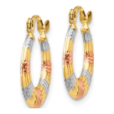14K Yellow Gold 16mm Textured Hoop Earrings – view 3