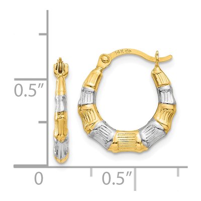 14K Yellow Gold 14mm Bamboo Hoop Earrings – view 5