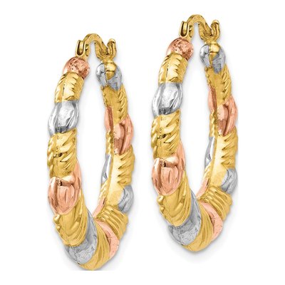 14K Yellow Gold 23mm Scalloped Hoop Earrings – view 3
