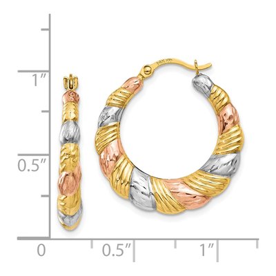 14K Yellow Gold 23mm Scalloped Hoop Earrings – view 5