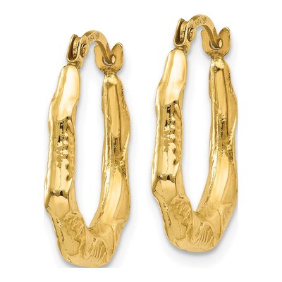 14K Yellow Gold 17mm Hollow Oval Hoop Earrings – view 3