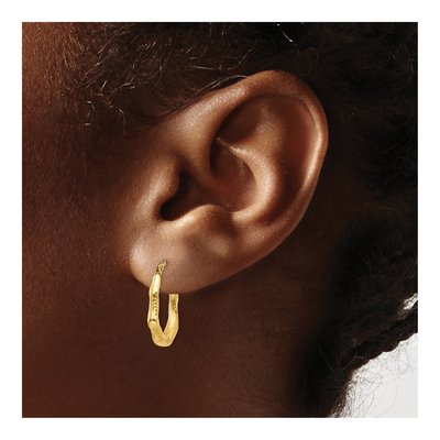14K Yellow Gold 17mm Hollow Oval Hoop Earrings – view 4