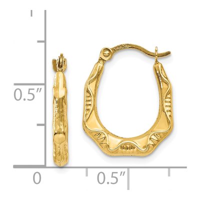 14K Yellow Gold 17mm Hollow Oval Hoop Earrings – view 5