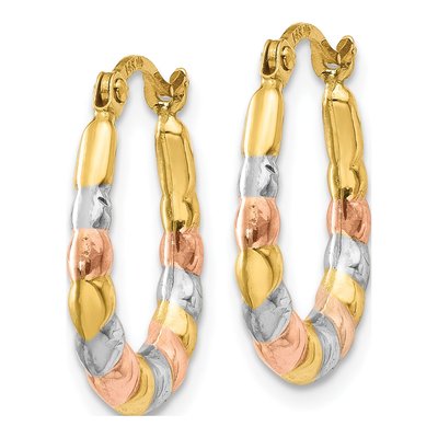 14K Yellow Gold 16mm Scalloped Hoop Earrings – view 3