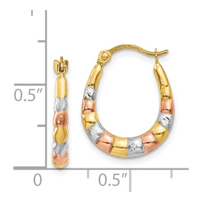 14K Yellow Gold 16mm Scalloped Hoop Earrings – view 5