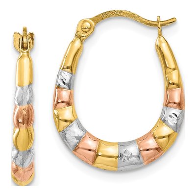 14K Yellow Gold 16mm Scalloped Hoop Earrings