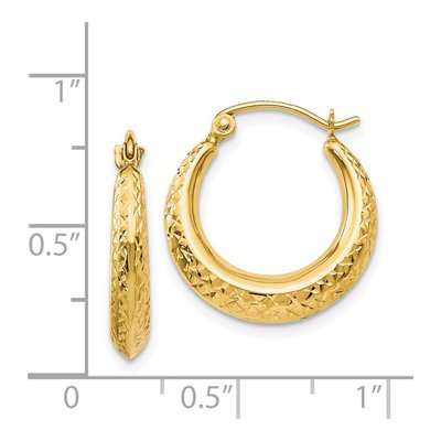 14K Yellow Gold Textured Hollow Hoop Earrings – view 5