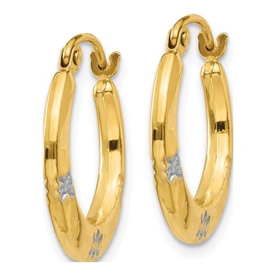14K Yellow Gold 18mm Flower Hoop Earrings – view 3