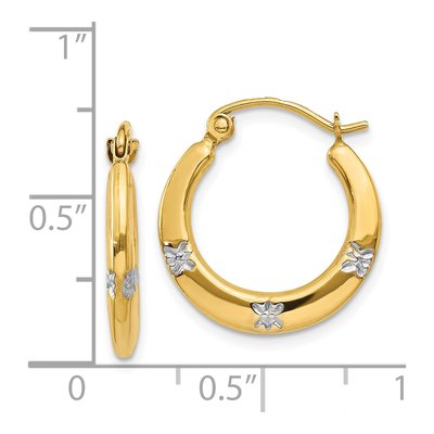 14K Yellow Gold 18mm Flower Hoop Earrings – view 5
