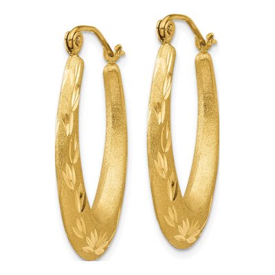14K Yellow Gold 27mm Diamond-Cut Hoop Earrings – view 3