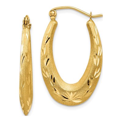 14K Yellow Gold 27mm Diamond-Cut Hoop Earrings