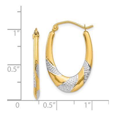 14K Yellow Gold 25mm Hollow Oval Hoop Earrings – view 5
