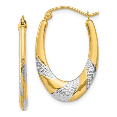14K Yellow Gold 25mm Hollow Oval Hoop Earrings