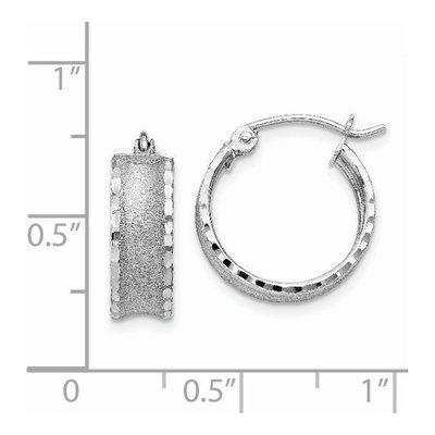 14K White Gold 16mm Diamond-Cut Hoop Earrings – view 5
