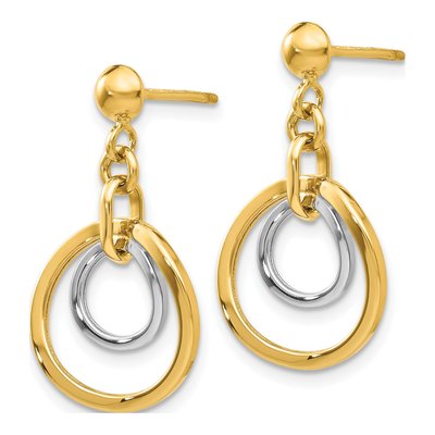 14K Two-Tone Gold Circle Dangle Earrings – view 3