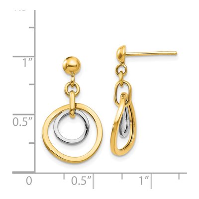 14K Two-Tone Gold Circle Dangle Earrings – view 5