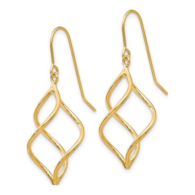 14K Yellow Gold Twisted Dangle Earrings – view 3