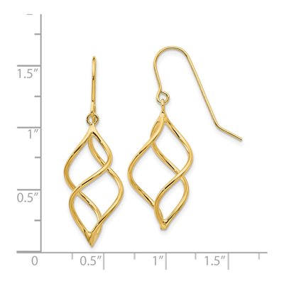 14K Yellow Gold Twisted Dangle Earrings – view 5